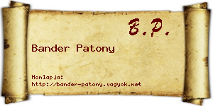 Bander Patony névjegykártya